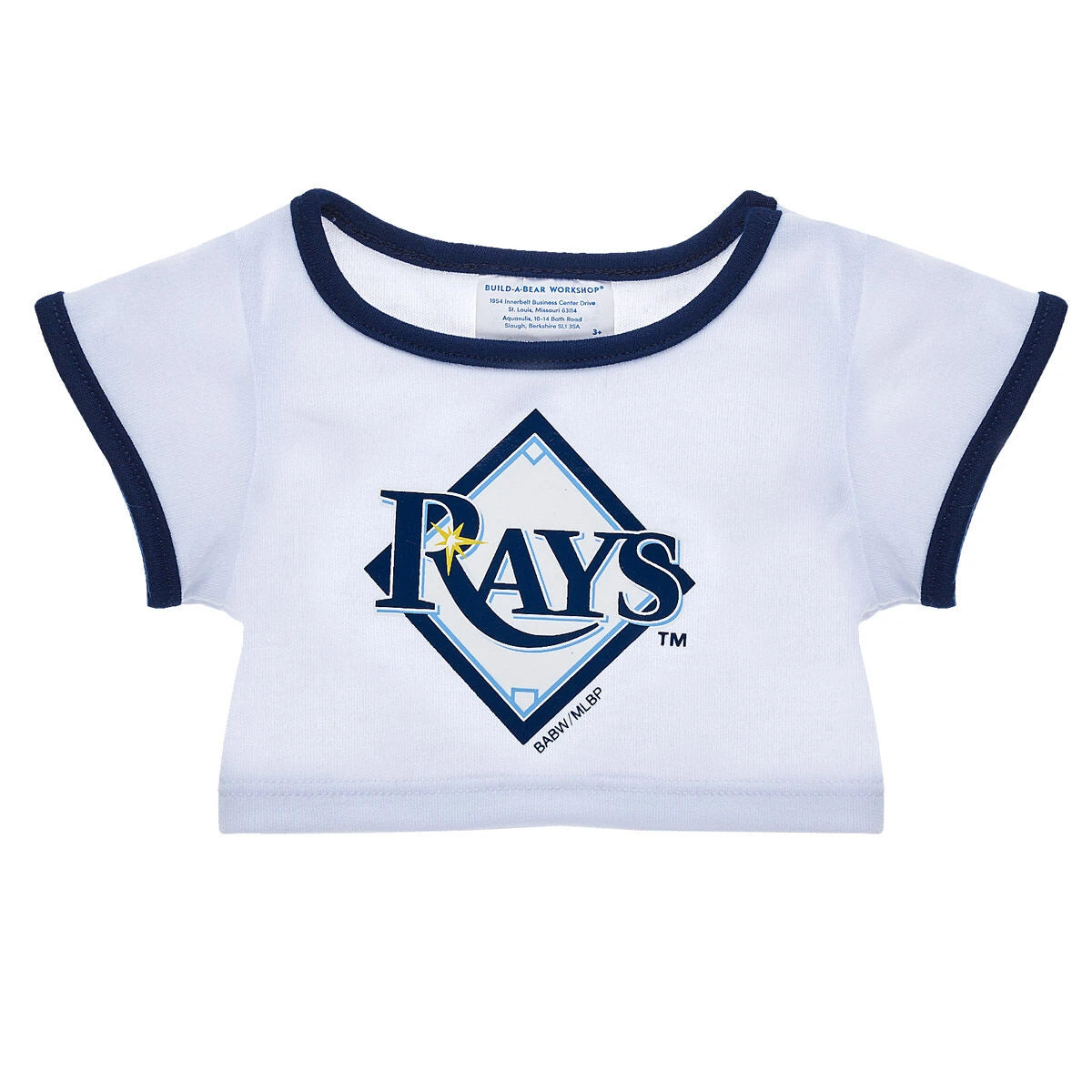 Tampa Bay Rays™ White & Blue Ringer T-Shirt for Stuffed Animals | Build-A-Bear® - US 8065
