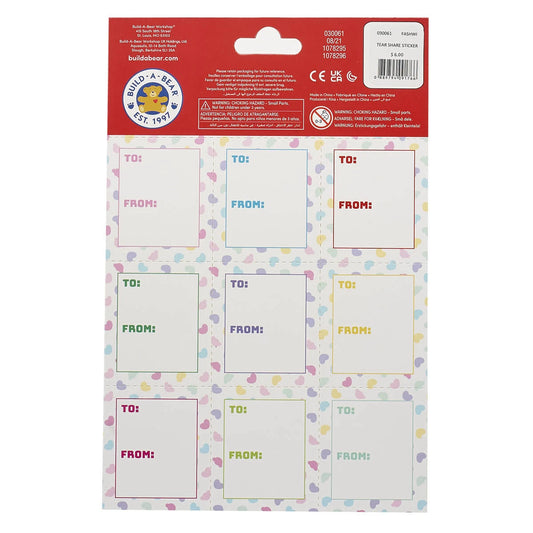 Valentine's Day Tear & Share Sticker Set | Build-A-Bear® - US 4282