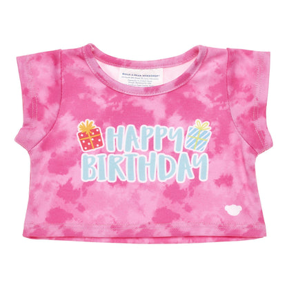 Pink Tie-Dye Birthday T-Shirt for Stuffed Animals - US 4678