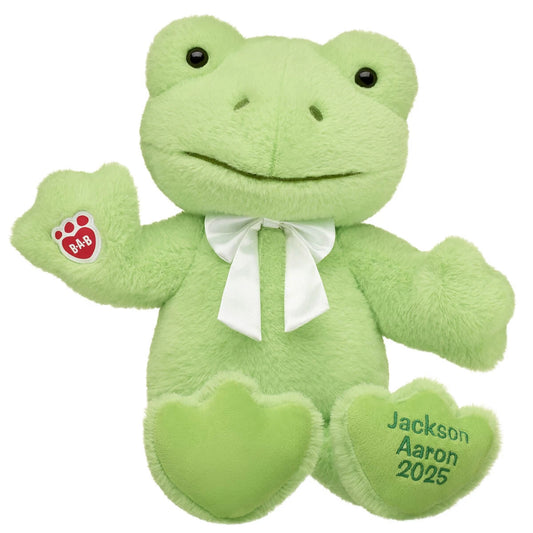 Embroidered Spring Green Frog Plush &amp; White Gifting Bow | Build-A-Bear® - US 5429