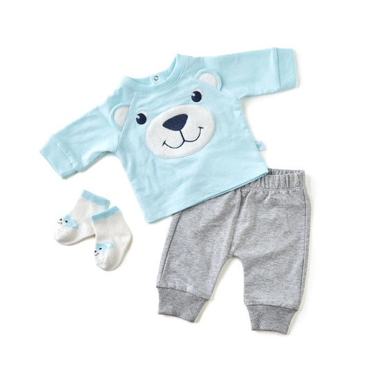 Blue Bear Baby Outfit With Socks - Size 9 Months for Stuffed Animals | Build-A-Bear® - US 1840