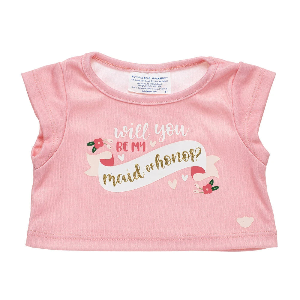 "Will You Be My Maid of Honor?" T-Shirt for Stuffed Animals | Build-A-Bear® - US 2786