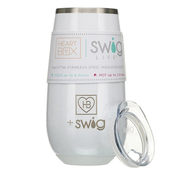 6 oz. HeartBox x Swig Life White Stemless Flute | Build-A-Bear® - US 6719