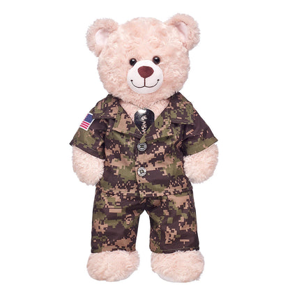 Green Digital Camo Uniform with USA Flag for Stuffed Animals | Build-A-Bear® - US 6182