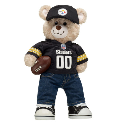 Pittsburgh Steelers Happy Hugs Teddy Bear Hat &amp; Football Set - US 3520