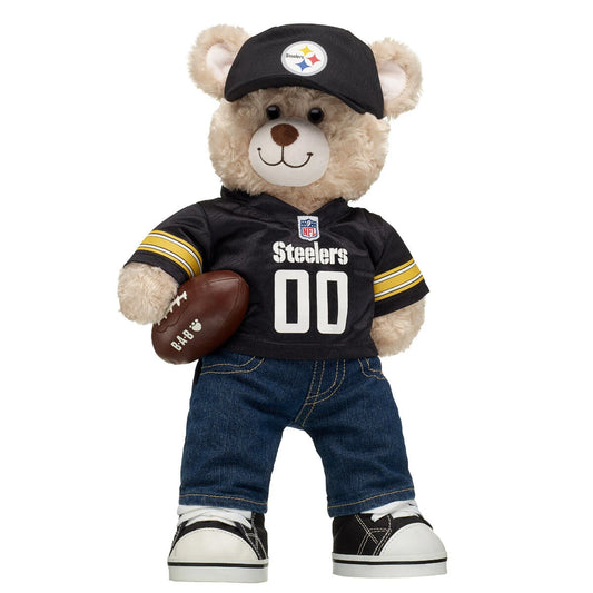 Pittsburgh Steelers Happy Hugs Teddy Bear Hat &amp; Football Set - US 6326