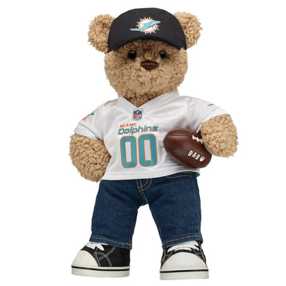Miami Dolphins Timeless Teddy Bear Fan Hat &amp; Football Set - US 0089