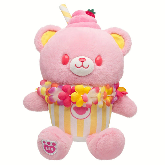 Strawberry Lemonade Bear Slushie Plushie  w/ Lei | BAB - US 0117