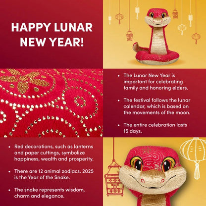 Lunar New Year Red and Gold Snake Stuffed Animal | Build-A-Bear® - US 5634