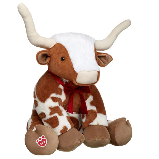 Giant Longhorn Cow Plush &amp; Red Gifting Bow | Build-A-Bear® - US 9244