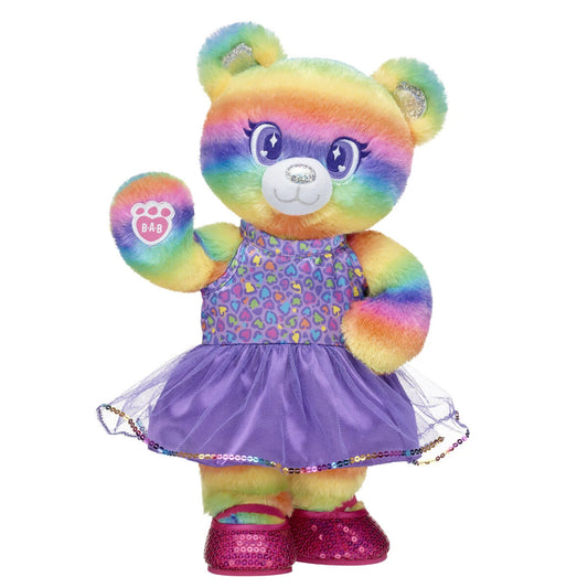 Rainbow Stripes Teddy Bear Leopard Print | Build-A-Bear - US 4932