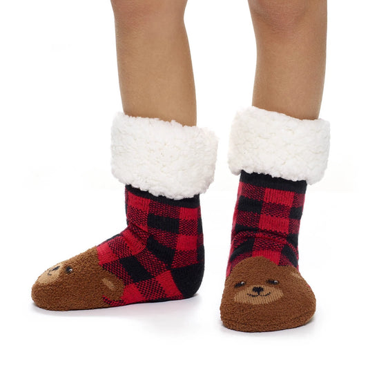 Build-A-Bear Pajama Shop™ Buffalo Check Bear Slipper Socks - Toddler, Youth &amp; Adult - US 5038