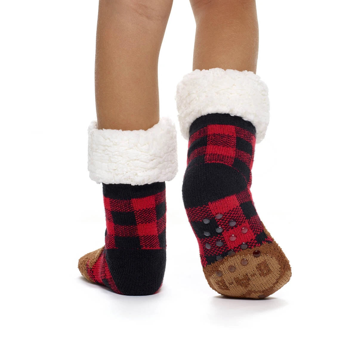 Build-A-Bear Pajama Shop™ Buffalo Check Bear Slipper Socks - Toddler, Youth &amp; Adult - US 4723
